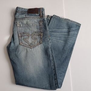 BLACK Brand Men's Distressed Jeans Ripped Stonewashed Straight Leg Double Stitch